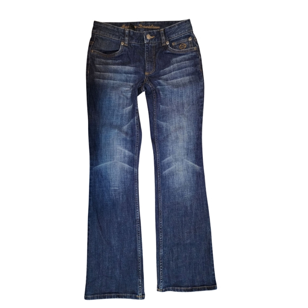 Harley-Davidson Women's Straight Leg Jeans in Faded Dark Blue